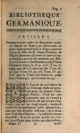 Bibliothèque germanique ou Histoire littéraire de l'Allemagne de la Suisse et des Pays du Nord. 5, 5. 1723