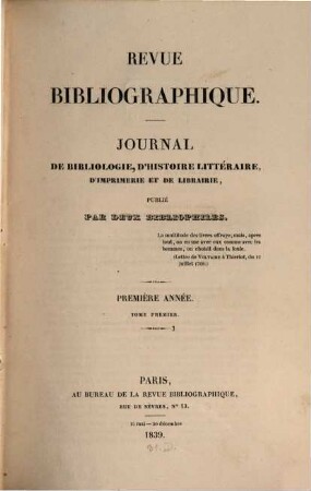 Revue Bibliographique