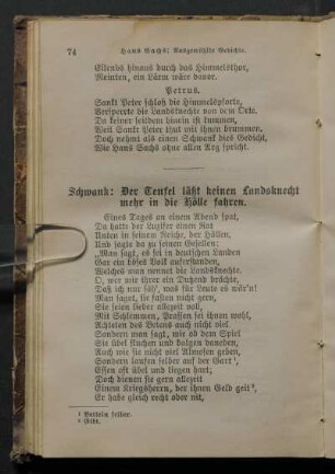 Schwank: Der Teufel läßt keinen Landsknecht mehr in die Hölle fahren.