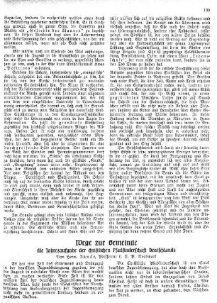 Wege zur Gemeinde : die Jahresaufgabe der christlichen Pfadfinderschaft Deutschlands