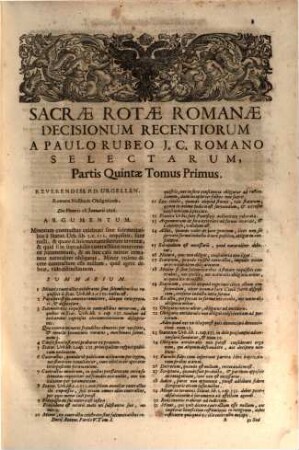 Sacrae Rotae Romanae Decisionum Recentiorum ..., Pars ..., 5,1. Ab Anno MDCXXVI usque ad Annum MDCXXX