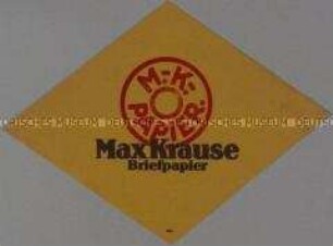 Werbezettel für "Max Krause"-Briefpapier