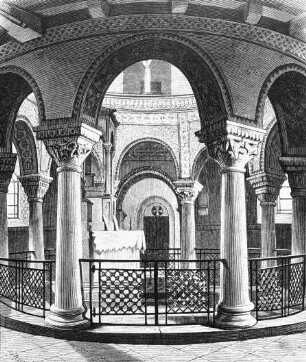 Fulda, Michaelskirche, Säulenumgang der Rotunde (Zeichnung)
