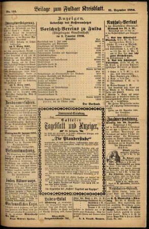 Zweite Ausgabe vom Samstag, den 25. Dezember 1886.