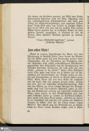 Zum ersten Male!