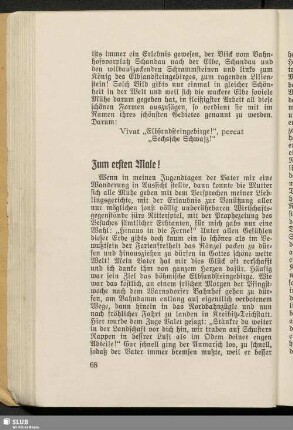 Zum ersten Male!