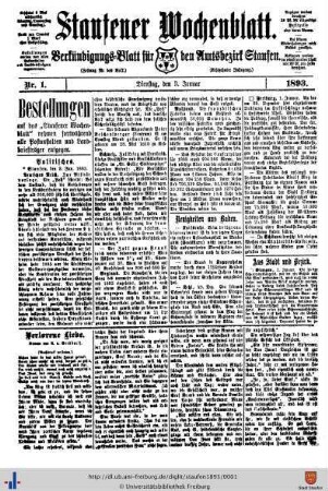 18. Jg: Staufener Wochenblatt (1921 bis 1934 als Staufener Tagblatt)