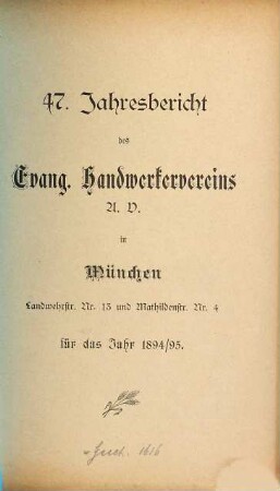 Jahresbericht. 47. 1894/95