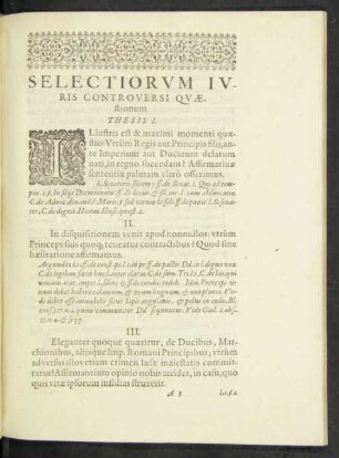 Selectiorum Iuris Controversi Quaestionum.