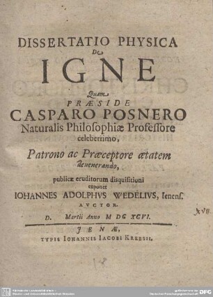 Dissertatio Physica de Igne
