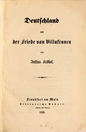 Deutschland und der Friede von Villafranca