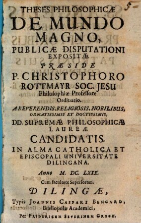 Theses philosophicae de mundo magno