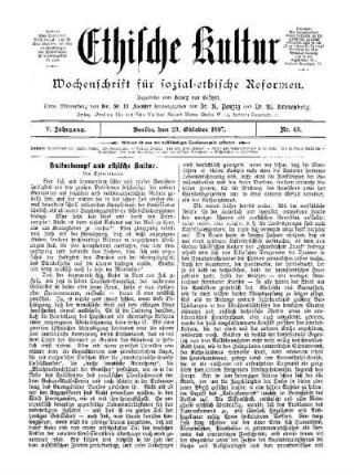Kulturkampf und ethische Kultur