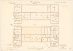 Kavallerie Kasernement, Danzig-Langfuhr Wirtschaftsgebäude: Grundriss KG, EG, 1:100