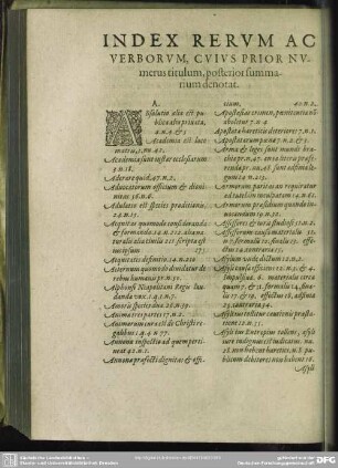 Index Rerum Ac Verborum, Civis Prior Numerus titulum, posterior summarium denotat