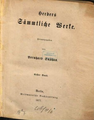 Herders sämmtliche Werke, 1