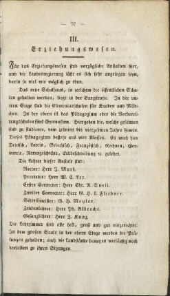 III. Erziehungswesen.