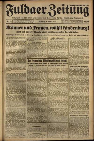 Ausgabe vom Samstag, den 09. April 1932.