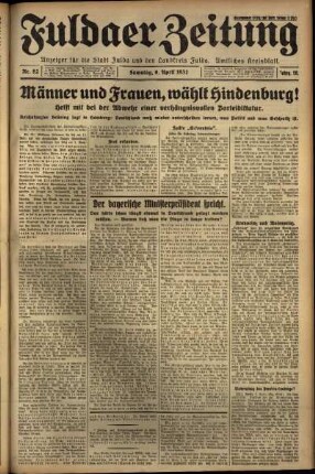 Ausgabe vom Samstag, den 09. April 1932.