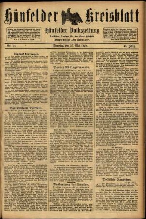 Ausgabe vom Dienstag, den 29. Mai 1923.