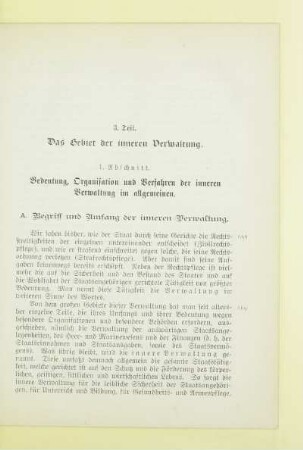 1. Abschnitt. Bedeutung, Organisation und Verfahren der inneren Verwaltung im allgemeinen
