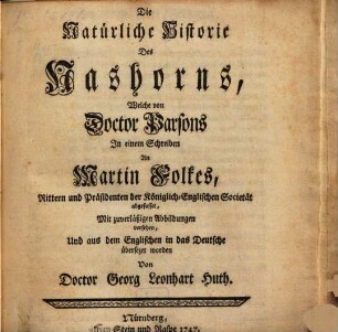 Die Natürliche Historie Des Nashorns