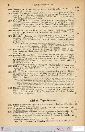 Möbel, Tapezierkunst (Nr. 2195 - 2341)