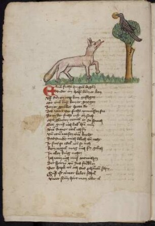 Fuchs, Rabe mit Käse; (Vom Fuchs und dem Raben, Kapitel XVIII nach Pfeiffer)