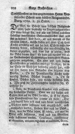 Sendschreiben an den ungenannten Herrn Verfasser der Schrift vom falschen Religionseifer.