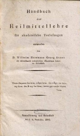 Handbuch der Heilmittellehre