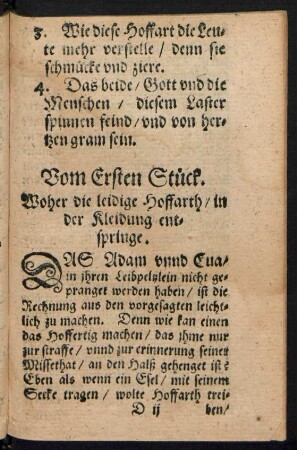 Vom Ersten Stück. Woher die leidige Hoffarth/ in der Kleidung entspringe.