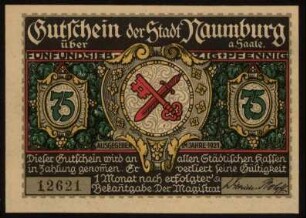 Gutschein der Stadt Naumburg a. Saale über 75 Pfennig