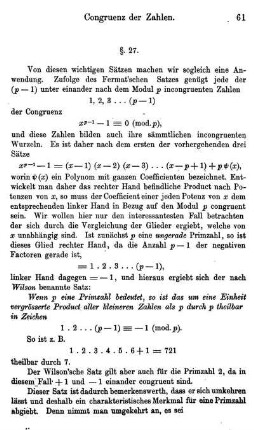 §.27. Ableitung des Wilson'schen Satzes aus dem Fermat'schen