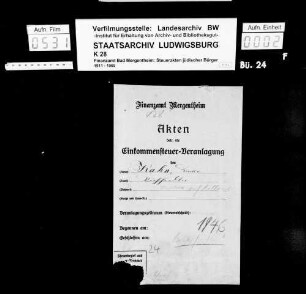 Kahn, Benno; Viehhändler *24.09.1880 Kahn, Therese geb. Flegenheimer am 26.09.1935 nach Rotterdam ausgewandert, seit 1943 vermisst Wohnort: Bad Mergentheim