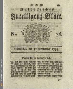 No. 36. Dienstag, den 3ten September 1793