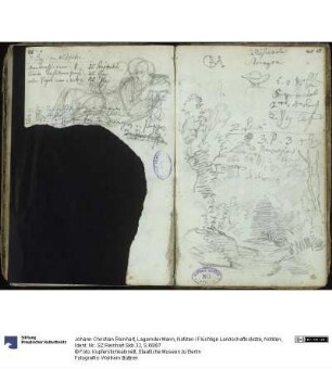 Lagernder Mann, Notizen / Flüchtige Landschaftsskizze, Notizen