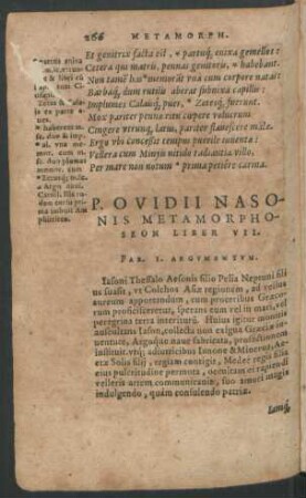 P. Ovidii Nasonis Metamorphoseon Liber VII.