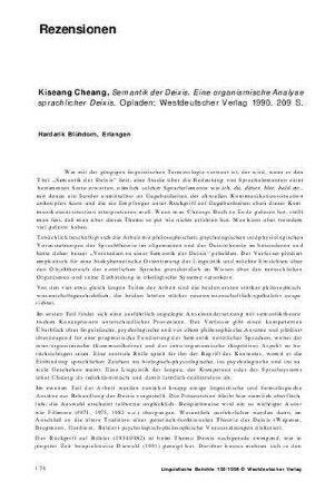 Kiseang Cheang: Semantik der Deixis : eine organismische Analyse sprachlicher Deixis [Rezension]