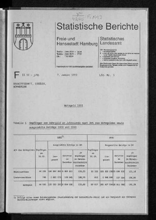 Wohngeld 1991 : Lfd. Nr. 1