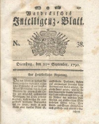 No. 38, Dienstag, den 21ten September, 1790