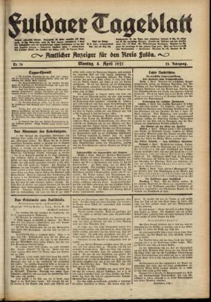 Ausgabe vom Montag, den 04. April 1921.