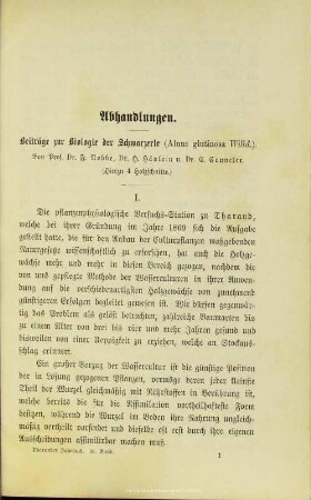 I.1 Beiträge zur Biologie der Schwarzerle (Alnus glutinosa Willd.)