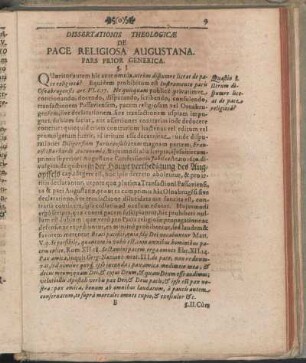Dissertationis Theologicæ De Pace Religiosa Augustana. Pars Prior Generica.