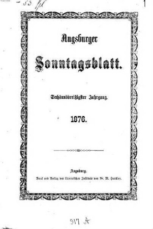 Augsburger Sonntagsblatt. 1876