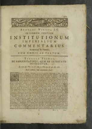 Titulus Primus.