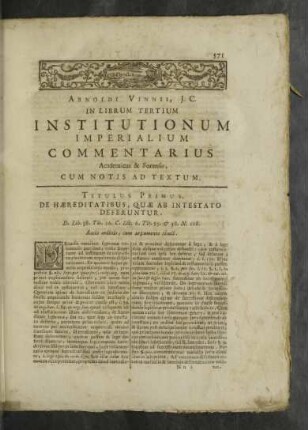Titulus Primus.