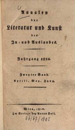 Annalen der Literatur und Kunst des In- und Auslandes. 1810, 2