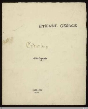 [Die Fibel] - [Umschlagentwurf] - Erkenntnis: eine legende - StGA-George I,0116 : [SW I: keine Sigle]