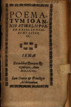 Poematvm Ioannis Stigelii Liber ..., 9