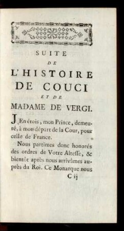 Suite De L'Histoire De Couci Et De Madame De Vergi.